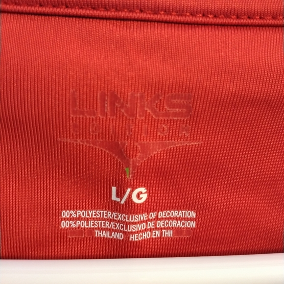 Men's Links Red,Black Polo Collared Short Sleeve Shirt Size Large - Picture 3 of 3